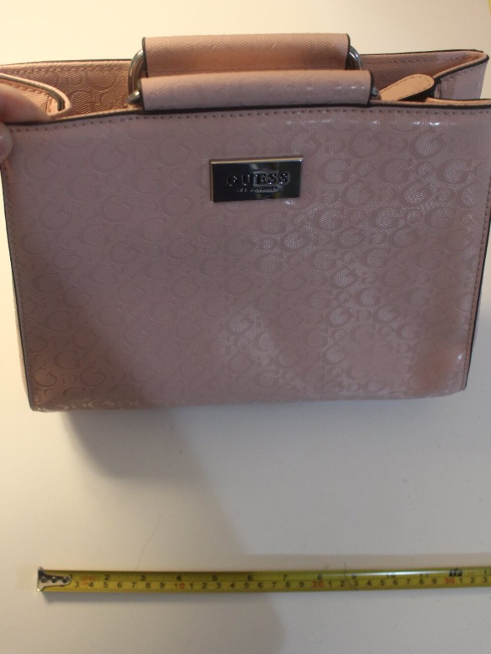 GUESS Blush Pink Embossed Logo Top Handle Satchel